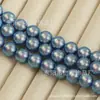 Cuentas de Perlas de Imitación de Alta Calidad en Azul Neblina Iridiscente, Cuentas Redondas de Imitación con Agujero Pasante para Accesorios de Ropa Hechos a Mano y Decoraciones DIY