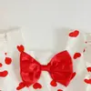 Vestido con Forma de Corazón para Bebés y Niños Pequeños, Vestido de Verano con Lazo, Mangas Abullonadas, Vestido Elegante, Vestido de Princesa para Bebé Niña de Manga Corta
