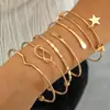 Joias Transfronteiriças Europeias e Americanas Pulseira de Corrente Simples Personalizada Pulseira Aberta Geométrica Brilhante Moda Retrô Conjunto de Pulseiras