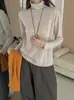 26 Nuevo Estilo de Otoño Top, Lana Merino 100% Súper Fina, Estilo Coreano Color Sólido Cuello Alto Manga Larga Tejido Camiseta Base para Mujer