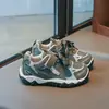 Tênis Esportivos de Malha Calçados Casuais Sola Macia Estilo Color Block Estudante Sapatos Antiderrapantes Primavera e Outono Sapatos de Pai Crianças Meninos Respirável Meninas