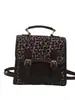 Mochila Britânica Retro Estampa de Leopardo Feminina Nova Moda Versátil Bolsa de Ombro Único Transversal Mochila Pequena Portátil de Alta Qualidade