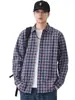 Camisa de Manga Longa com Lapela Masculina 2026 Outono Nova Camisa Xadrez Jaqueta Versátil Jaqueta Camisa Masculina
