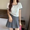Camiseta con Forma de Corazón 2026 para Mujer, Estilo Corto de Moda, que Muestra la Cintura, Estilo de Deseo Caliente y Puro, Top de Manga Corta Ajustado, Nuevo Modelo de Verano para Estudiantes