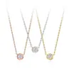 Collar de Burbuja Pequeña con un Solo Diamante del Mismo Estilo de Zhao Silu para Mujer Cadena de Clavícula de Alto Gama con Baño de Oro de 18 Quilates en Plata de Ley 925 Que No Se Desvanece