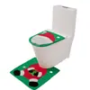 Funda para Asiento de Inodoro de Navidad Juego de Dos Piezas Cubierta para Asiento de Inodoro de Papá Noel Felpudo Antideslizante Decoración Navideña Regalo de Vacaciones