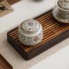 Bote de Té Hoja de Loto Horno Ru Tarro Cerámico Tarro Sellado Tarro de Almacenamiento de Té Hogar de Gama Alta Pequeño Creativo Tarro Vacío