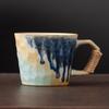 Taza de Gres Japonesa Hecha a Mano Multifacética Taza de Leche Girada en Horno Taza de Arte Cerámica Simple Taza de Café Preparado a Mano Tarde