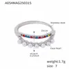 Oumika INS Vento Contas Zircônia Colorida Anel de Camada Dupla Luz Ring Light Luxo Elegante Aço Inoxidável Banhado a Ouro 18K Joias para Mulheres