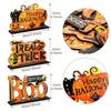 Nuevas Decoraciones de Madera de Halloween: Decoraciones de Arreglo de Mesa para Fiesta de Calabaza de Halloween, Calavera, Araña, Murciélago