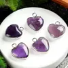 Piedra Natural Amatista Lapislázuli Lapislázuli 15 mm Colgante Borde de Amor Collar de Bricolaje Pendientes Accesorios de Joyería en Forma de Corazón
