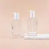 Qianyi 150ml 120ml Garrafa de Água Removedora de Maquiagem, Loção Corporal, Água para Cuidados com a Pele, Garrafa de Essência, Fundo Espesso, Parede Espessa, Garrafa de Vidro Quadrada Plana