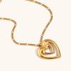 Joyería transfronteriza de moda europea y americana para combinar con todo, acero inoxidable chapado en oro de 18K, aretes colgantes de corazón de durazno hueco de doble capa, collar para mujer
