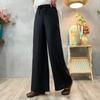 Calças Casuais de Perna Larga Primavera e Verão Novas Versátil Artístico Retrô Estilo Simples Cintura Elástica Cor Sólida Caimento Solto Roupas Femininas