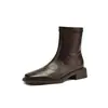 Botas de Tobillo Elásticas Ajustadas de Tacón Bajo Versátiles Cómodas de Punta Cuadrada con Cremallera Lateral, Estilo Nuevo Otoño/Invierno 2026