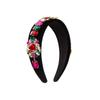 Diadema barroca de estilo retro de la industria pesada europea y americana, de franela, de aleación de vidrio y diamantes, con borde ancho, accesorios para el cabello femenino al por mayor