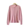 Cárdigan de punto fino de lana 100% de alta gama para mujer, cuello redondo, abotonado, corte holgado, casual, versátil, chaqueta pequeña elegante
