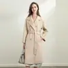 Ropa de mujer desde la fuente: Abrigo largo de lana de seis botones cruzado, moderno abrigo de cachemir de doble cara con efecto de onda de agua para mujer