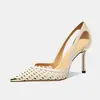 Elegantes Sandalias de Tacón de Aguja con Strass Huecos y Puntera Puntiaguda Estilo Francés para Mujer, Nuevos Zapatos de Tacón Alto con Puntera Puntiaguda Verano 2026