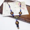 Colar de contas de cerâmica colorida Moda Retro Novo Estilo Chinês Personalidade Colar Longo Camada Dupla Colar Colar Avançado Atacado