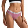 Comercio Electrónico Transfronterizo Ropa Interior Femenina Sin Costuras de Cintura Media Seda de Hielo Secado Rápido Transpirable Cinturilla con Letras Calzones para Mujer