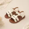 Sandalias de Princesa Mariposa para Niñas Suela Suave Antideslizantes Velcro Punta Abierta Retro Zapatos de Playa para Niños