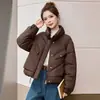 Jaqueta Curta de Algodão Acolchoada Diamante Genuína 2026 Nova Feminina Inverno Gola Alta Solta Para Pessoas Baixas Jaqueta Acolchoada de Algodão Espessa Quente Outerwear