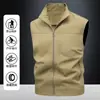 Chaleco Casual para Hombre de Primavera y Otoño Resistente al Desgaste, Cuello Alto, Transpirable, Secado Rápido, Color Sólido, Simple y Versátil, para Jóvenes y Personas de Mediana Edad