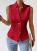 2026 Europea y Americana Amazon Transfronterizo Nuevo Estilo para Mujer Chaleco sin Mangas con Botones y Cuello en V Top de Chaqueta para Mujer