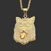 Collar de Viento Hip-Hop Caliente Europeo y Americano Chapado Color Oro de 14K Cabeza de Diamante Colgante para Hombre Fabricantes al por mayor