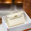 2025 Bolso de Piel Genuina Nuevo para Mujer Mini Estampado de Palma Primera Generación Bolso Kelly de Hombro Cruzado de Mano Moderno Bolso Pequeño de Moda