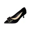 Zapatos de tacón alto para mujer con tacón fino, nuevo modelo otoño 2026, zapatos profesionales cómodos, elegante punta fina con hebilla cuadrada, zapatos de trabajo estilo francés