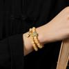 Pulsera de Doble Círculo de Topacio Beige Natural Nueva Pulsera Guoxue Mentor de Seis Caracteres Chinos Cuentas Cuadradas Pequeñas de Azúcar Xiuyu Regalo Explosivo