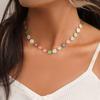 Comercio Exterior Nueva Joyería Goteo de Aceite Pequeña Flor de Margarita Cadena de Clavícula Collar para Mujer Estilo Bohemio Versátil Collar de Moda