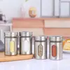 Frasco de Condimentos de Acero Inoxidable Botella de Condimentos para Barbacoa Botella de Vidrio para Condimentos de Pimienta Condimento en Polvo de Chile Set de Cocina para el Hogar