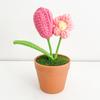 Flor de Lã Crochê Produto Acabado Girassol em Vaso Ornamento Flor Tecida Dia dos Professores Crochê Artesanal Presente de Dia dos Professores