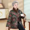 Estilo Otoño e Invierno Traje Tang de Abuela Chaqueta de Algodón con Forro Polar y Acolchado Espeso Ropa para Madres de Mediana Edad y Mayores Chaqueta Acolchada de Algodón con Cuello Alto y Cuello de Piel