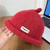 Chapéu de Pele de Melão Outono e Inverno Chapéu de Lã Yuppie Borda Enrolada Tricô Chupeta Chapéu de Proprietário Estilo Japonês Moda de Rua Quente Homens e Mulheres