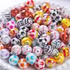 Cuentas de bola acrílica, cuentas de fútbol, cuentas sueltas, fútbol, baloncesto, cuentas de béisbol, cadena para teléfono DIY, cuentas para pulsera, 16 mm