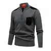 Suéter com zíper parcial e gola alta, novo estilo outono/inverno masculino, suéter moderno, malha casual e versátil para vendas transfronteiriças