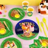 Mm150 Pelota Deportiva de Softbol Hockey Niño Cumpleaños Vajilla para 8 Personas Juego de 4 Piezas Plato de Papel Vaso de Papel