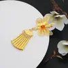 Novo Presilha de Cabelo com Borla Dourada Chinesa para Mulheres Estilo Antigo Hanfu Presilha Lateral Acessórios de Cabelo Qipao Ornamentos de Cabelo de Liga Retro