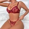 Conjunto de Sutiã de Renda Sexy Cruzamento Ultra Fino Lingerie Sexy Estilo Quente