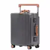 Maleta de viaje con marco de aluminio exportada, femenina, 20 contraseñas, para abordar, silenciosa, ruedas universales, manija extensible ancha, maleta de trolley, masculina, 24 piezas