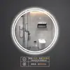 Espejo Redondo Inteligente para Baño con Pantalla Táctil LED, Espejo con Sensor Iluminado Montado en Pared, Espejo con Luz Antivaho