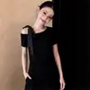 Camiseta de Manga Corta con Correa de Pajarita de Puntos Negros para Mujer, Diseño de Verano, Nicho, Adelgazante, Favorecedor, Versátil, Top Corto
