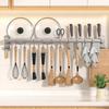 Estante de almacenamiento para ollas y palas de cocina, colgador de cucharas y palas montado en la pared, soporte con gancho, soporte para cuchillos, artefacto de almacenamiento sin perforaciones
