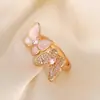 Anillo de Lujo Ligero de Moda Coreana Tendencia en Tiktok con Microincrustaciones de Diamante y Madreperla para Mujer con Acabado de Alta Gama Que No Se Desvanece