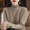 Nuevo Suéter de Otoño e Invierno para Mujer de Cuello Medio Alto Manga Larga Top para Mujer Suéter Versátil Holgado Adelgazante Jersey de Punto