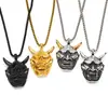 Haiteng joyería tendencia transfronteriza europea y americana comercio exterior personalidad máscara Cabeza de Fantasma con ángulo hombres colgante de acero inoxidable venta al por mayor